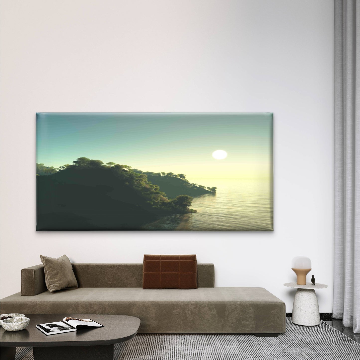 Scenic lake Landscape Wall Art Canvas Office Home Room Framed 120x60cm
