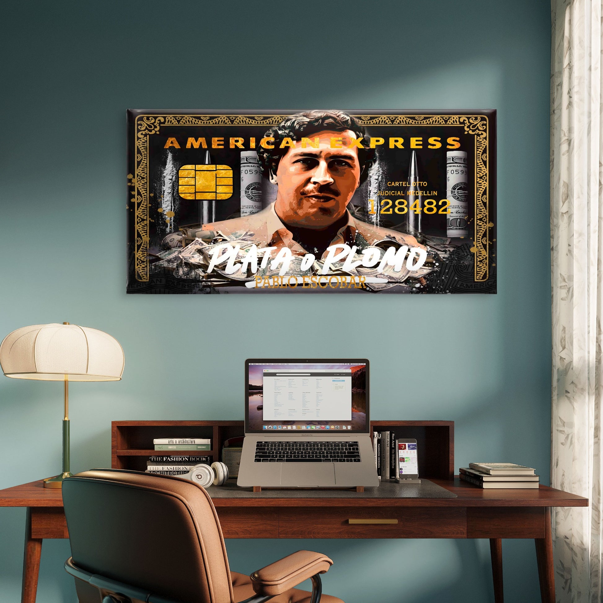 Cartel Boss Card Money Print Wall Art Canvas Office Home Room Framed 120x60cm - Bella Home Decor