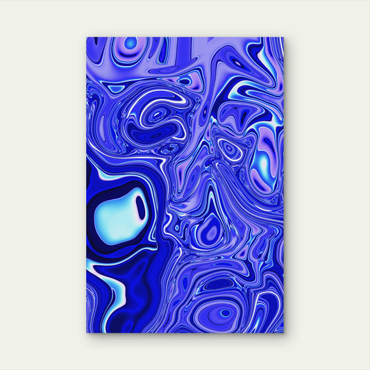 Swirling Liquid Marble Effect In Blues And Purples 60x90cm Metal Print Ready to Hang