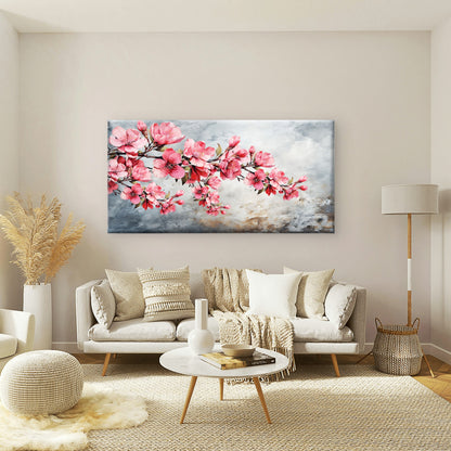 Pink Cherry Blossom Sakura Branch Wall Art Canvas Office Home Framed 120x60cm