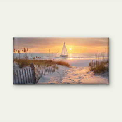 Serene Sunset at The Beach Wall Art Canvas Office Home Room Framed 120x60cm