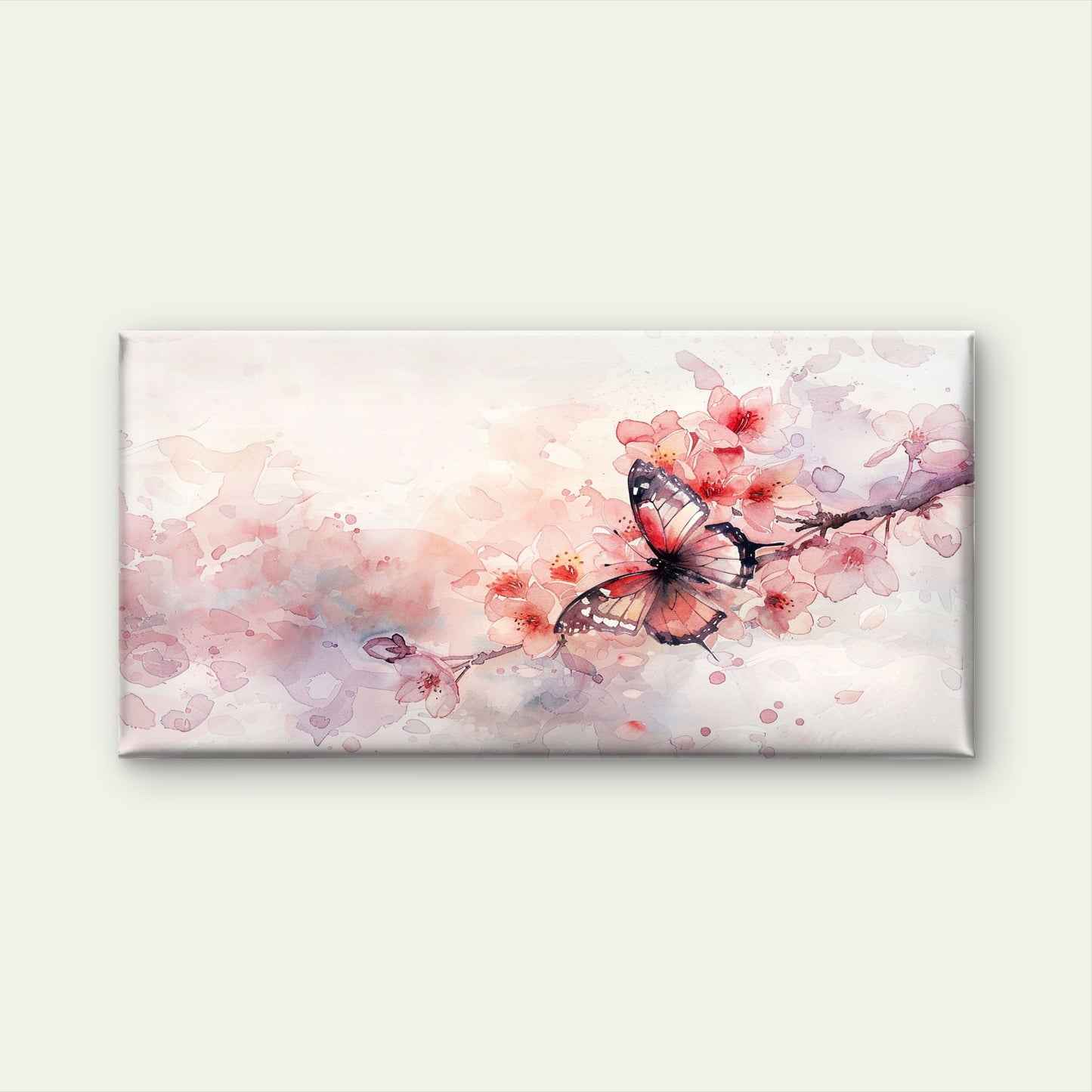 Butterfly On Blossom Branch Wall Art Canvas Office Home Room Framed 120x60cm