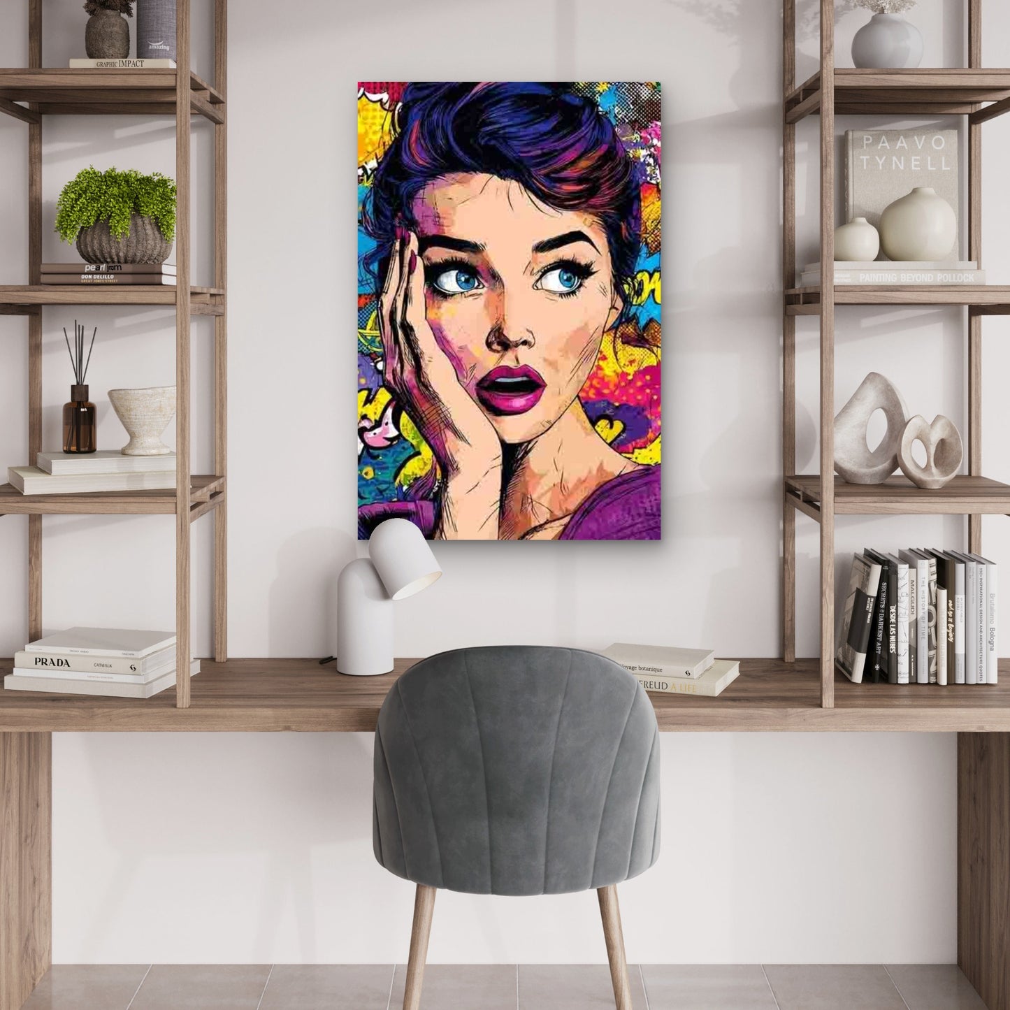 Vintage Female Character Comic Book Style 60x90cm Metal Print Ready to Hang
