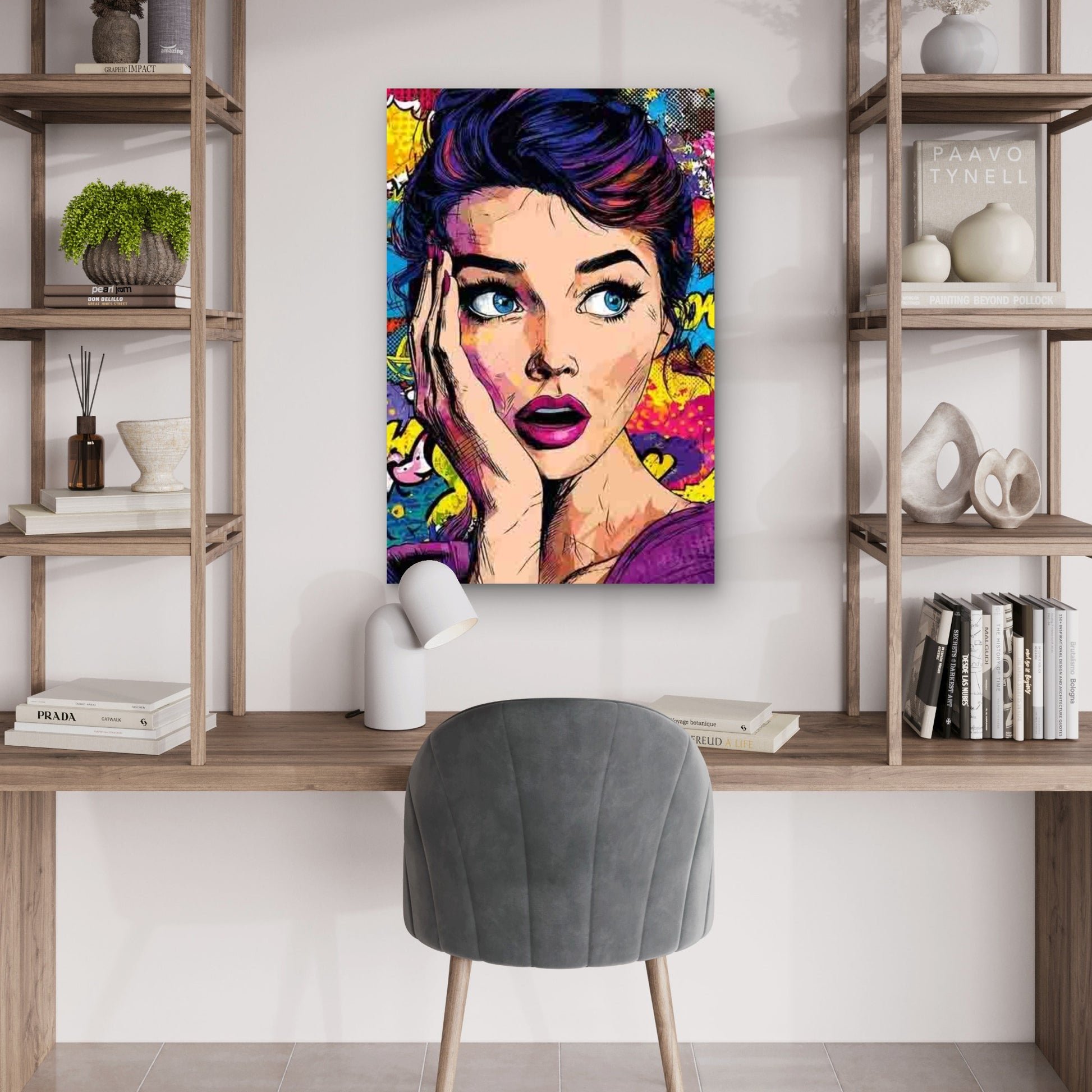 Vintage Female Character Comic Book Style 60x90cm Metal Print Ready to Hang