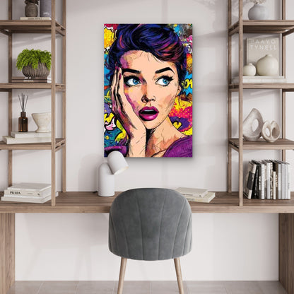 Vintage Female Character Comic Book Style 60x90cm Metal Print Ready to Hang