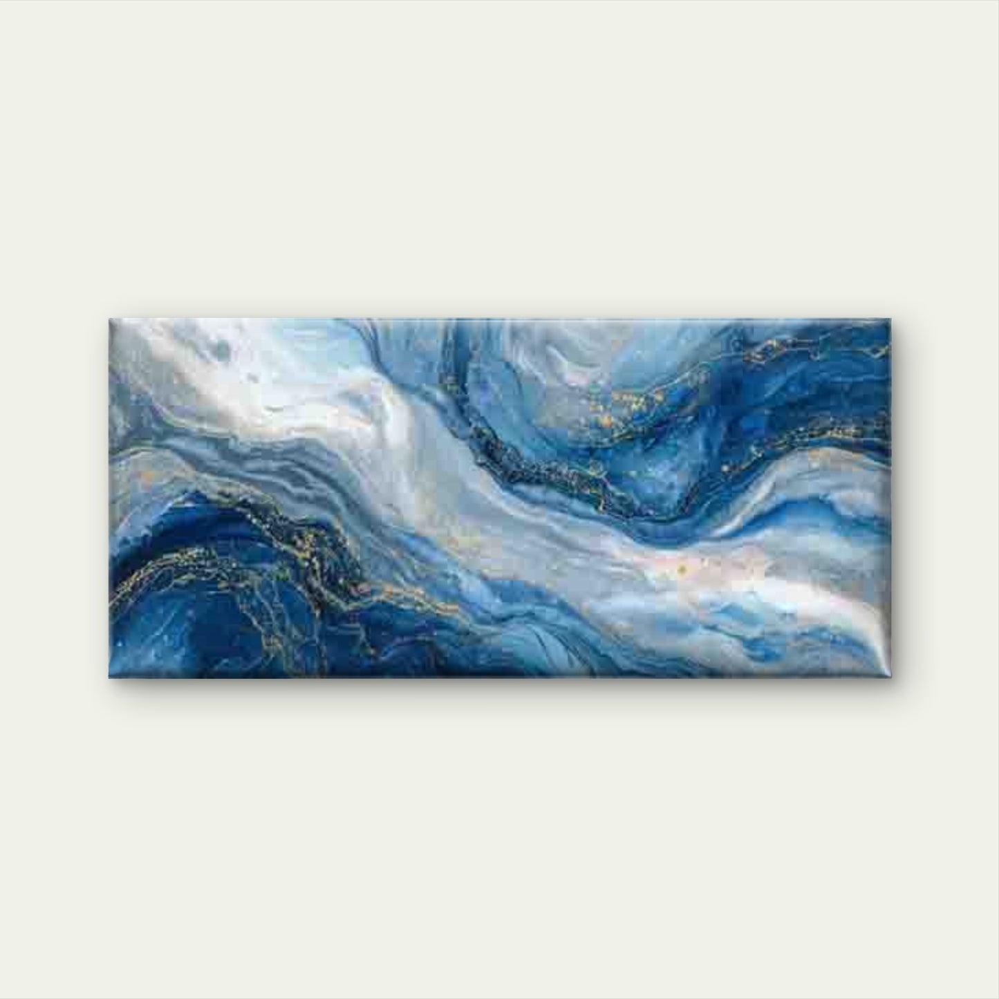 Swirls Blue & Golden Abstract Wall Art Canvas Office Home Room Framed 120x60cm