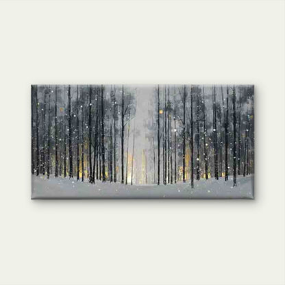 Winter'S Tale in a Snowy Forest Wall Art Canvas Office Home Room Framed 120x60cm