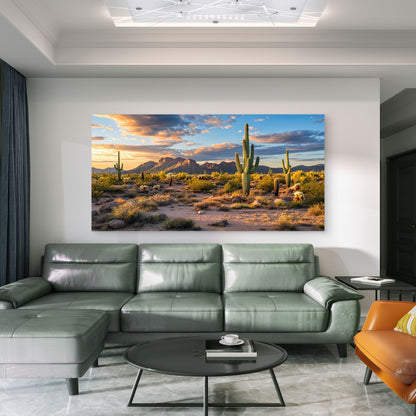 Desert Cacti at Sunset Wall Art Canvas Office Home Room Framed 120x60cm - Bella Home Decor
