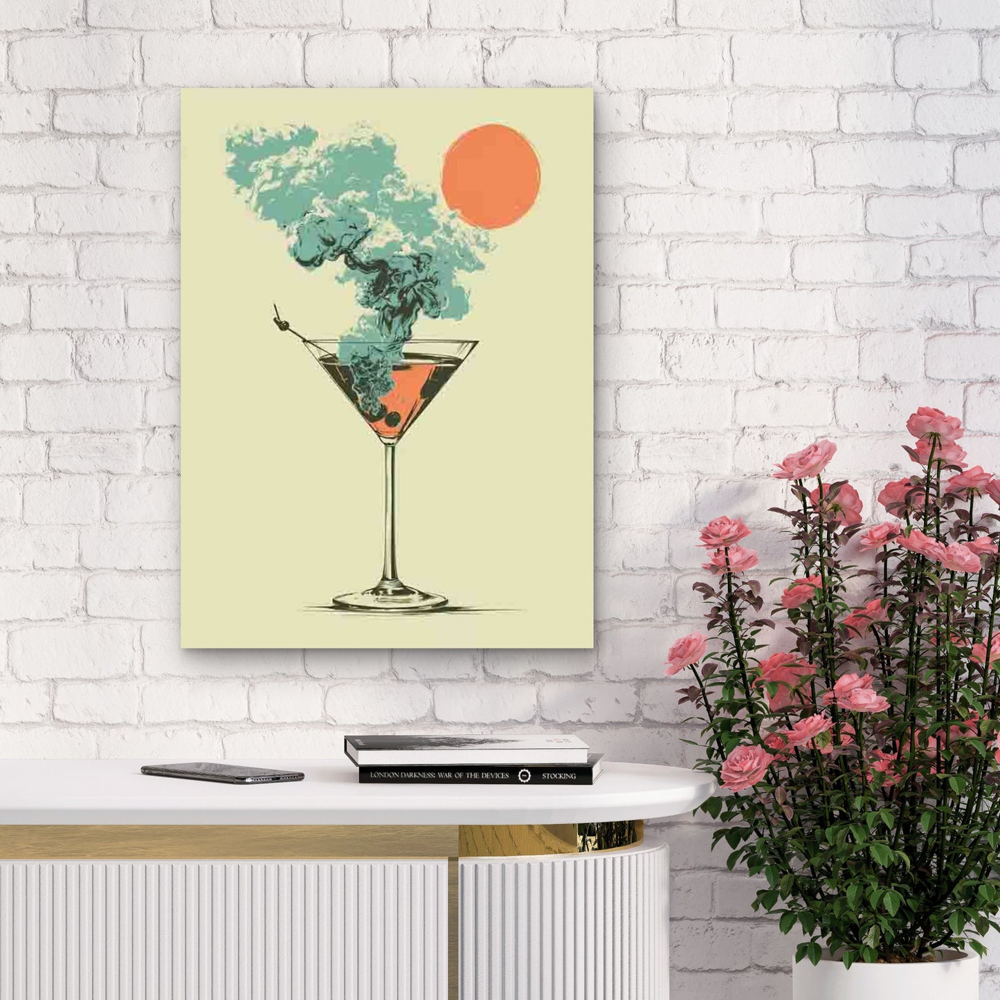 Trendy Dirty Martini Cocktail 60x90cm Metal Print Ready to Hang - Bella Home Decor