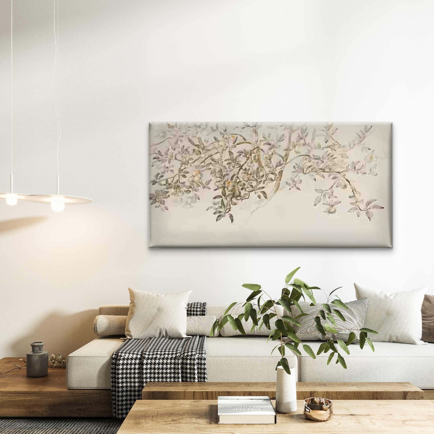 Branches with Flowers and Fruit Wall Art Canvas Office Home Room Framed 120x60cm - Bella Home Decor