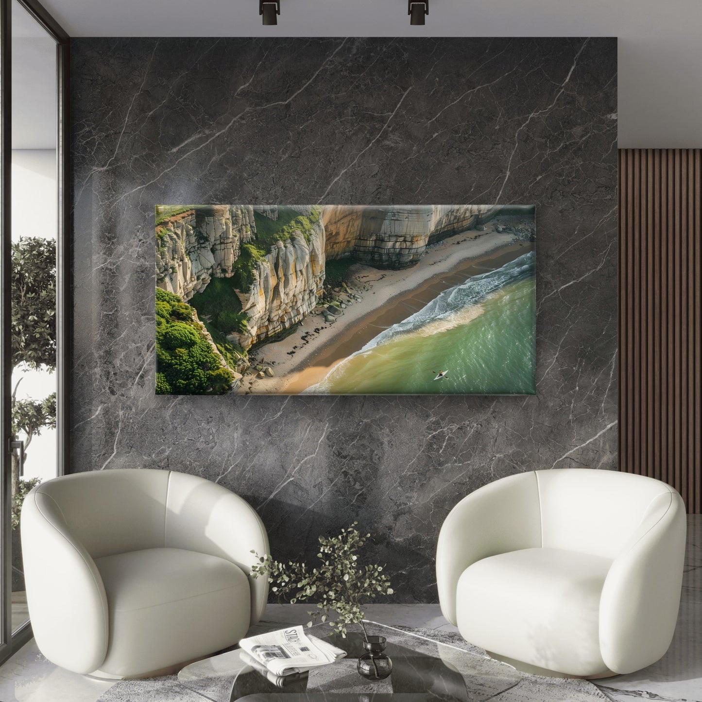 Stony Beach Landscape Wall Art Canvas Office Home Room Framed 120x60cm