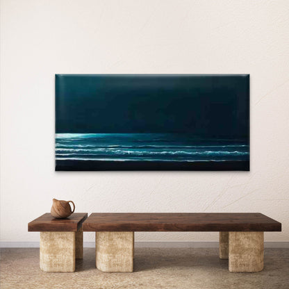 Ocean Night Glow Wall Art Canvas Office Home Room Framed 120x60cm