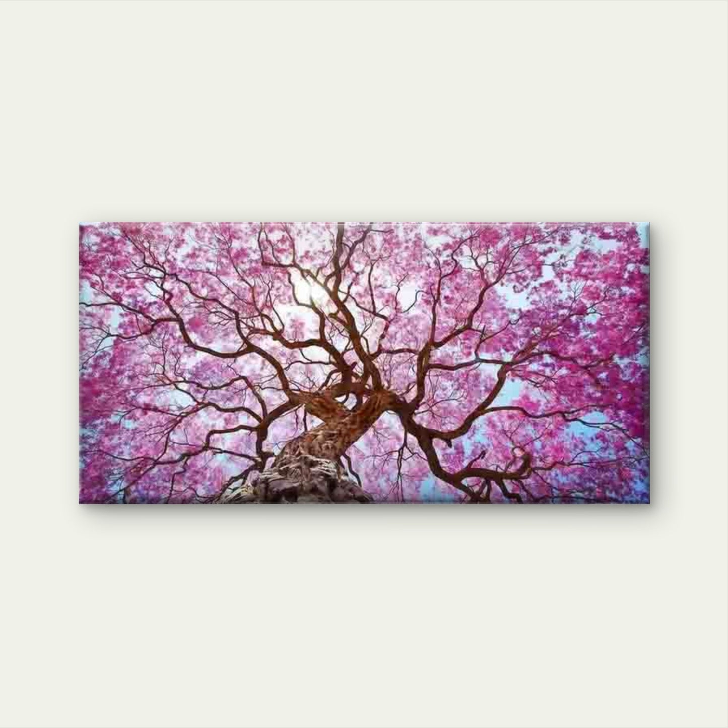 Pink Cherry Blossom Tree View Wall Art Canvas Office Home Room Framed 120x60cm - Bella Home Decor