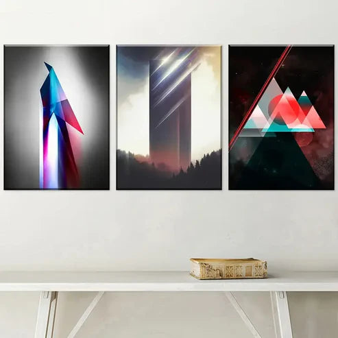 3pcs Modern Style Fashion Technology Abstract Art Wall Art Canvas Unframed - High Quality Print 100% Australian Made Wall Canvas