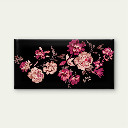 Modern Pink Rose Black Floral Wall Art Canvas Office Home Room Framed 120x60cm