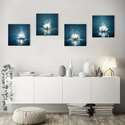 4pcs Lotus Flower Design  Wall Art Canvas Framed