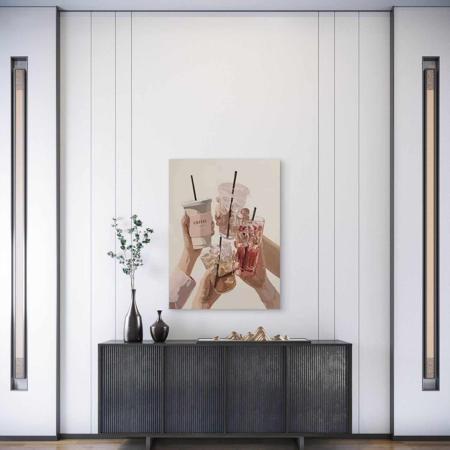 Minimalist Coffee 60x90cm Metal Print Ready to Hang - Bella Home Decor