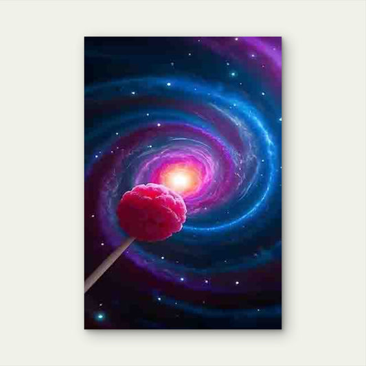 Dreamy Cosmic Swirl with Pink Lollipop 60x90cm Metal Print Ready to Hang