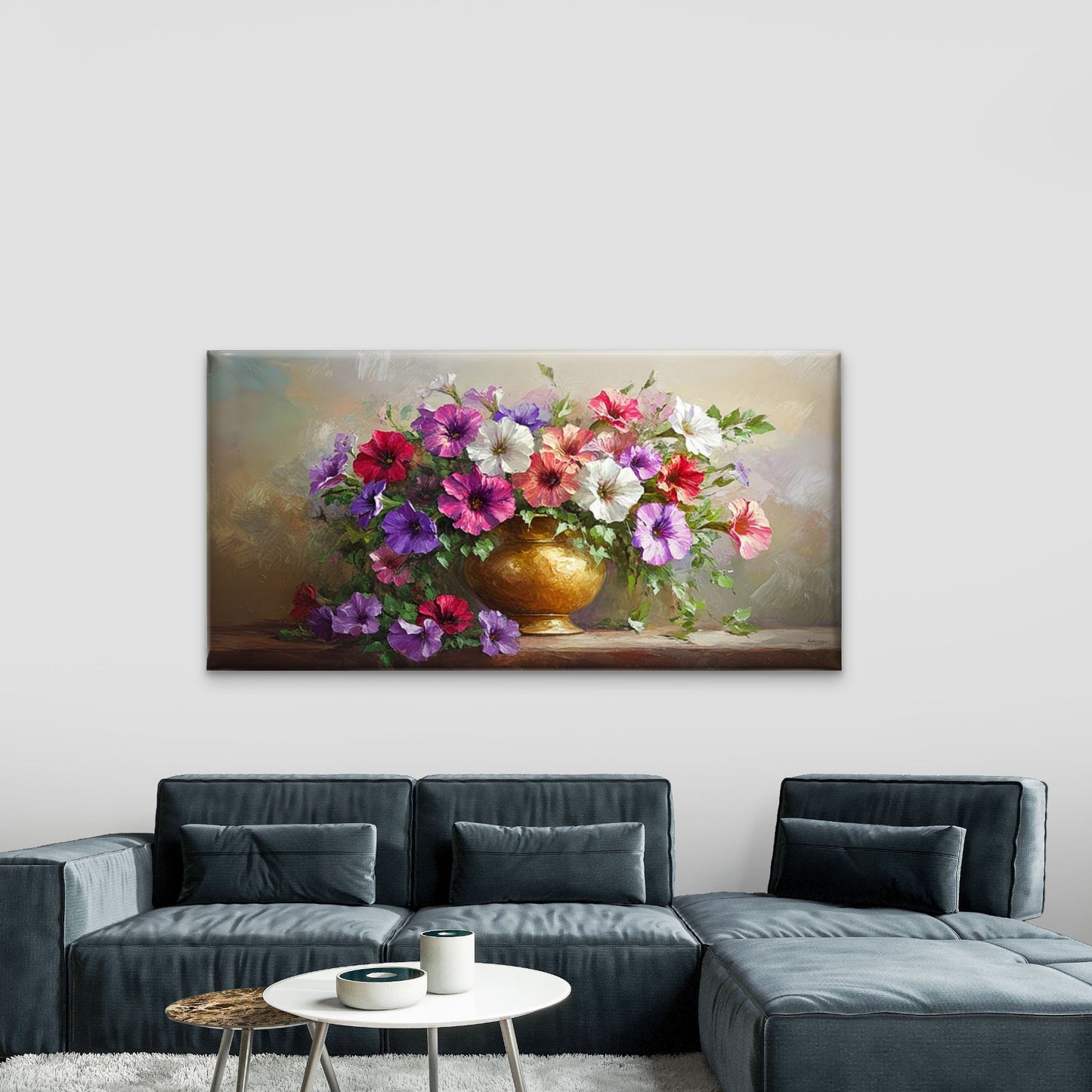 Golden Glow Summer Flowers Wall Art Canvas Office Home Room Framed 120x60cm - Bella Home Decor