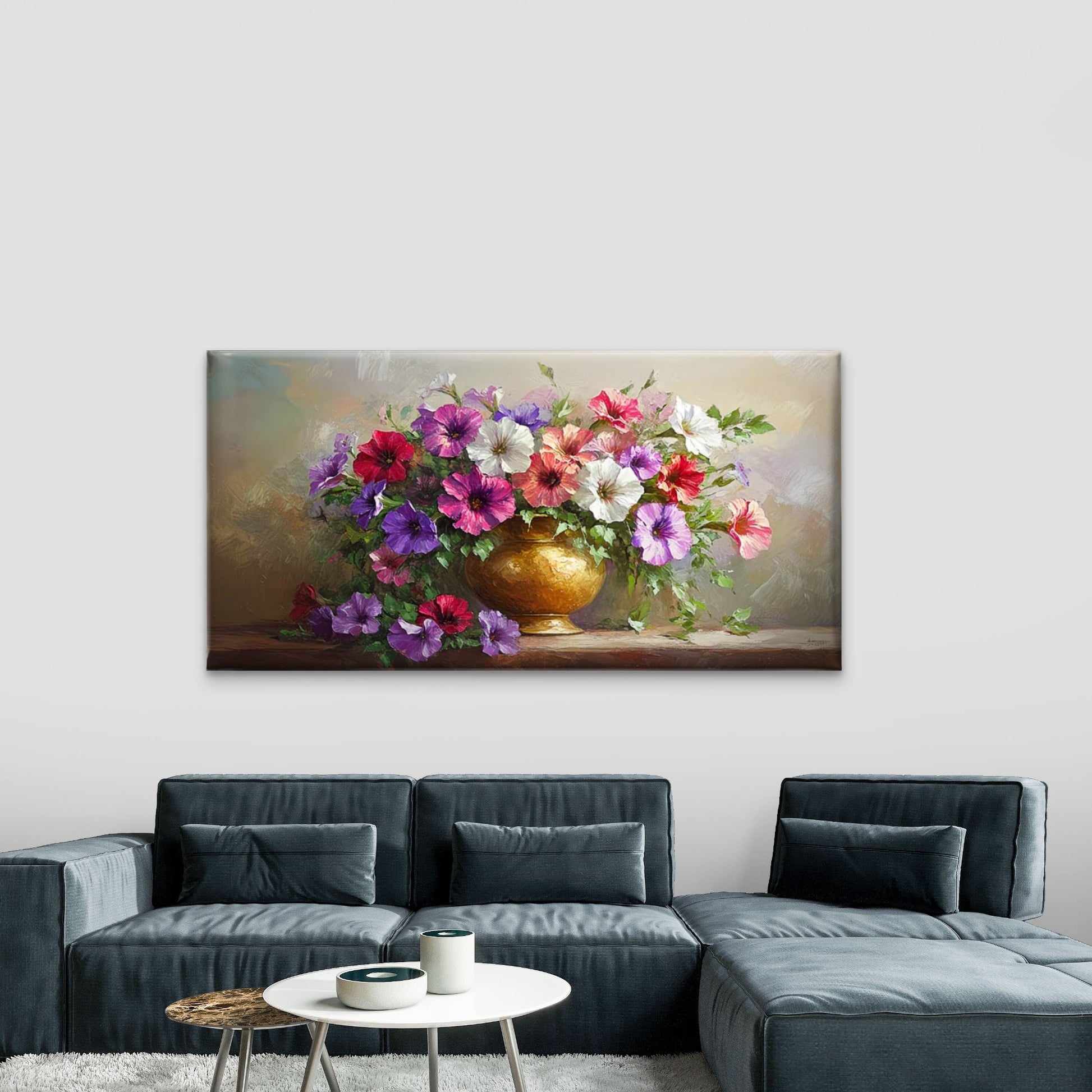 Golden Glow Summer Flowers Wall Art Canvas Office Home Room Framed 120x60cm - Bella Home Decor