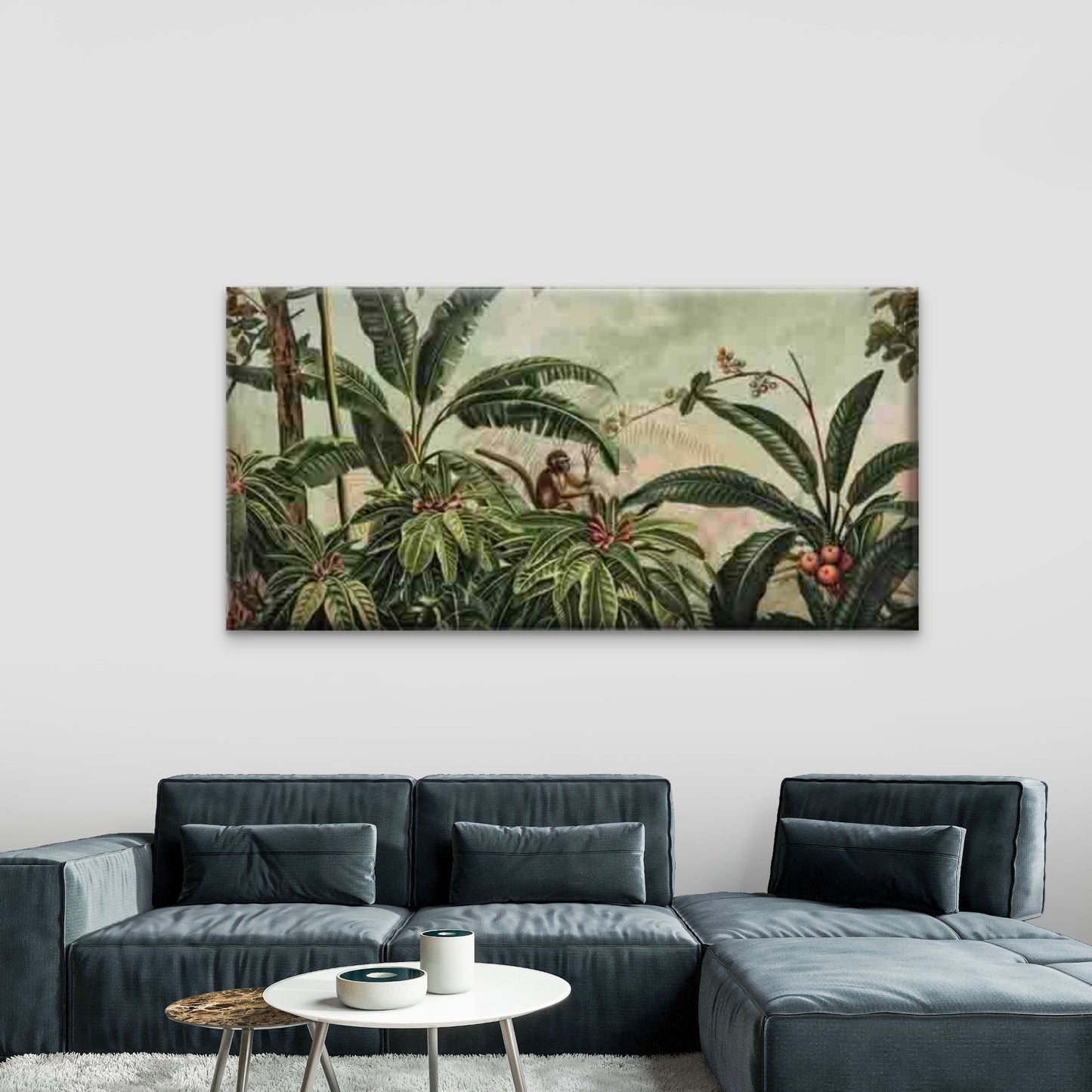 Monkey in the Rainforest Wall Art Canvas Office Home Room Framed 120x60cm