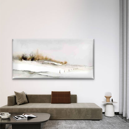 Snowy Mountain & Pine Tree Wall Art Canvas Office Home Room Framed 120x60cm - Bella Home Decor