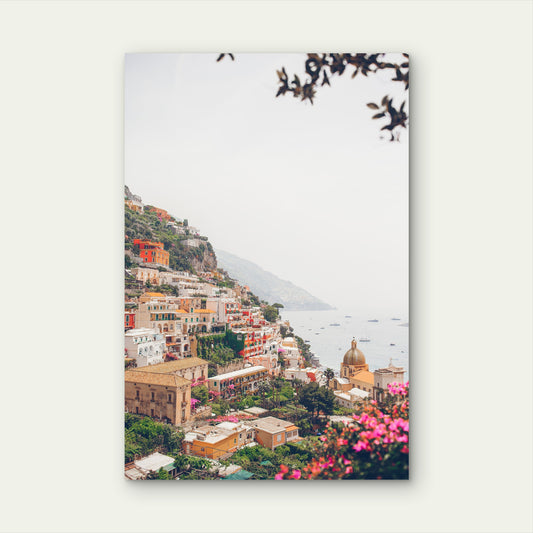 Amalfi Coast Positano Village Coastal View Art 40x60cm Metal Print Ready to Hang