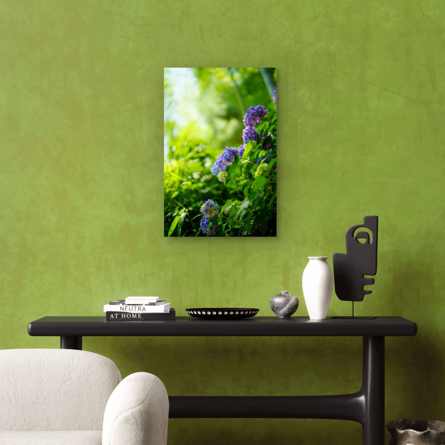 Purple Hydrangea Flower Garden Bush 40x60cm Metal Print Ready to Hang