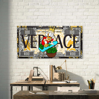 Rich Duck Currency Pattern Wall Art Canvas Office Home Room Framed 120x60cm - Bella Home Decor