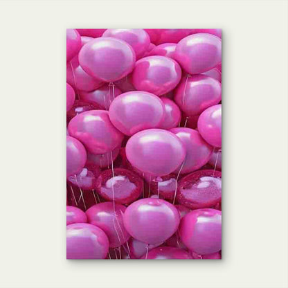 Bubblegum Pink Balloon Cluster 60x90cm Metal Print Ready to Hang