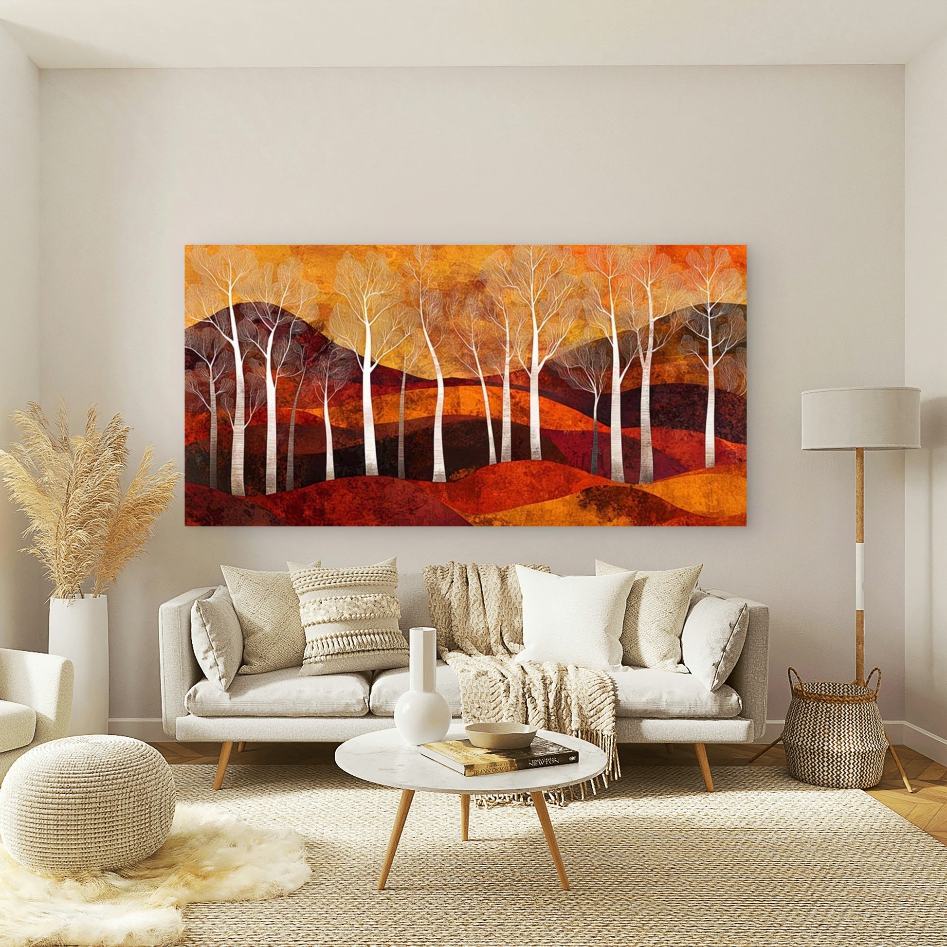 Design of Autumn Trees Wall Art Canvas Office Home Room Framed 120x60cm - Bella Home Decor