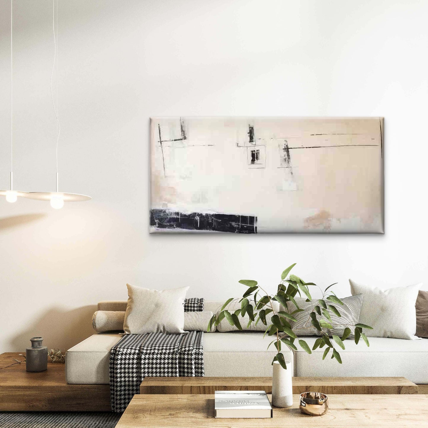 Minimalist Abstract Geometric Wall Art Canvas Office Home Room Framed 120x60cm - Bella Home Decor