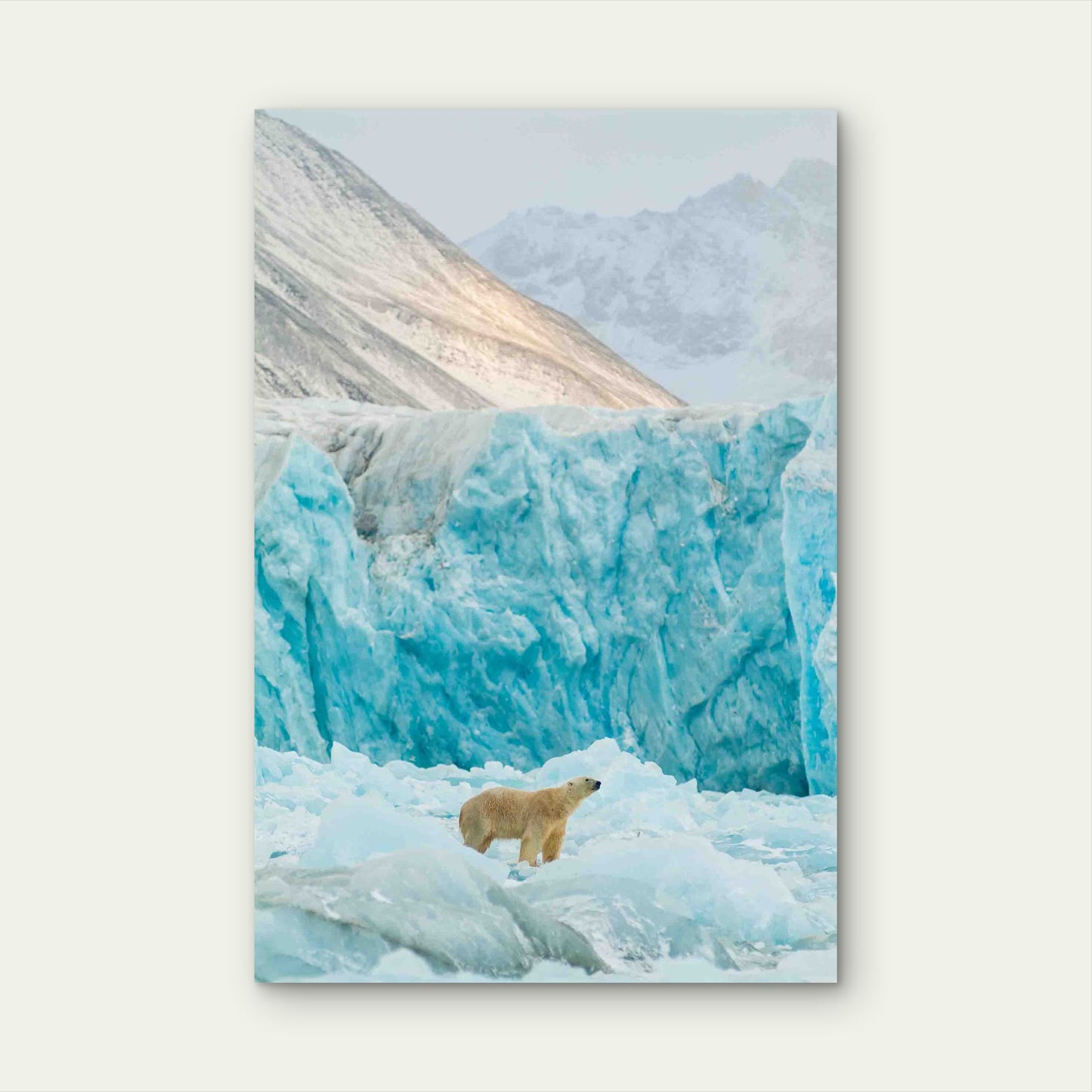 Polar Bear Over An Inceberg With Glacier Metal Print Ready to Hang