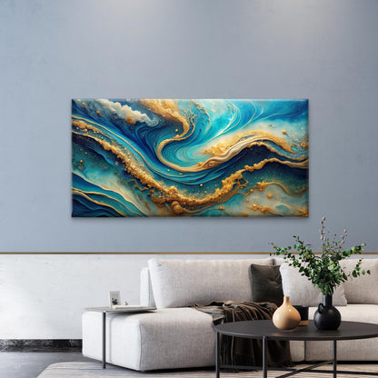 Abstract Ocean Art Natural Wall Art Canvas Office Home Room Framed 120x60cm - Bella Home Decor