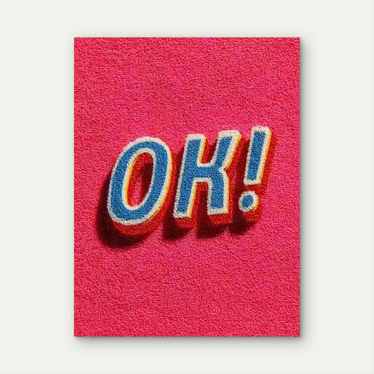 Pink & Red Typography with Bold 'OK!' Metal Print Ready to Hang