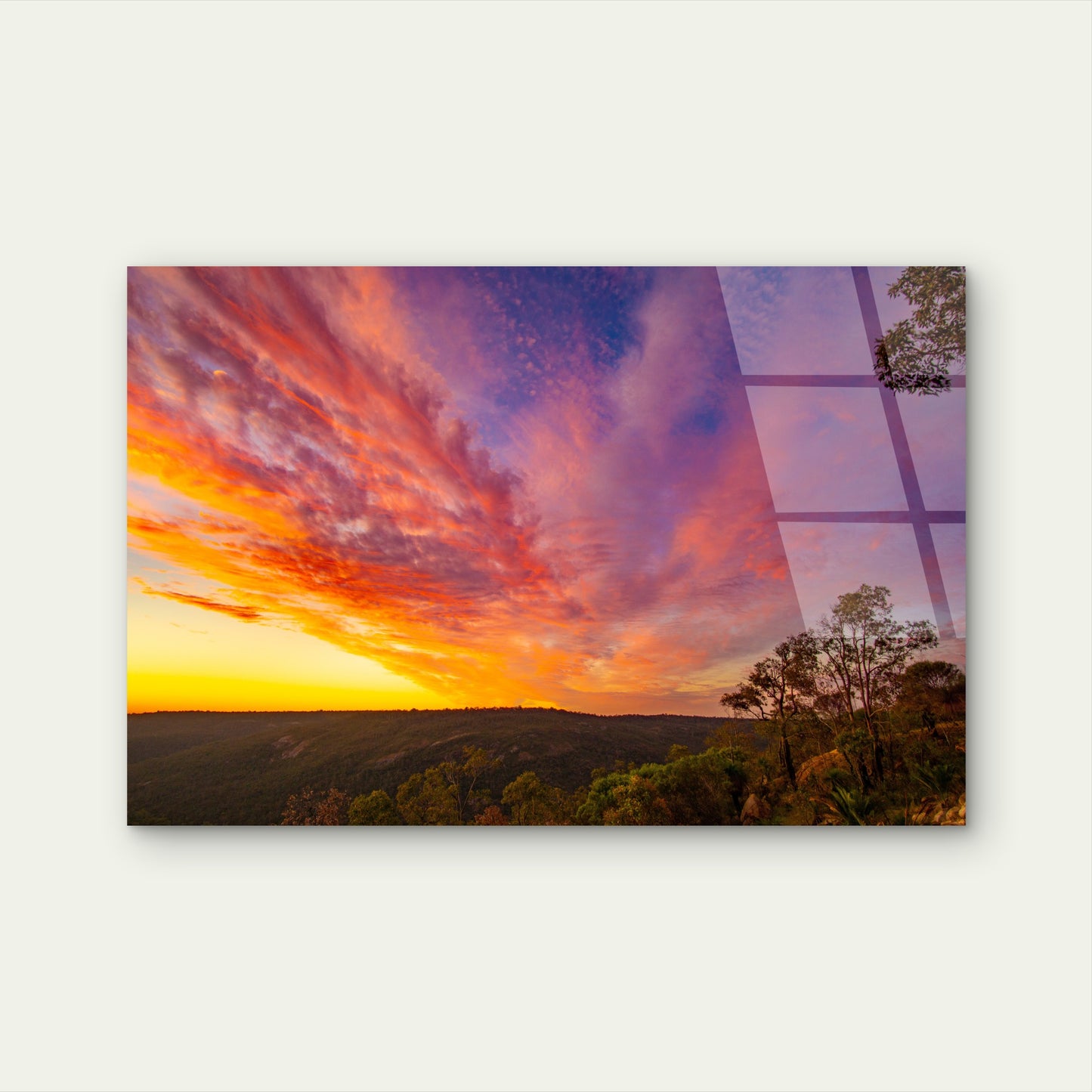 Australian Bushland Sunset Sky Forest  Acrylic Glass Printing Wall Art Australian Made Quality