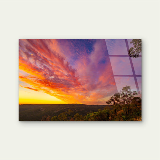 Australian Bushland Sunset Sky Forest Acrylic Glass Printing Wall Art Australian Made Quality