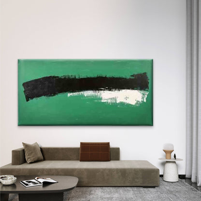 Vibrant Green & Black Abstract Wall Art Canvas Office Home Room Framed 120x60cm