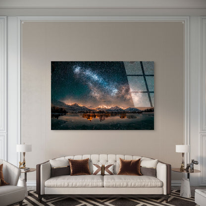 Galaxy Above The Lake In Xinjiang China  Acrylic Glass Printing Wall Art Australian Made Quality