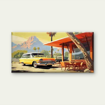 Mid-Century Palm Springs Desert Wall Art Canvas Office Home Room Framed 120x60cm