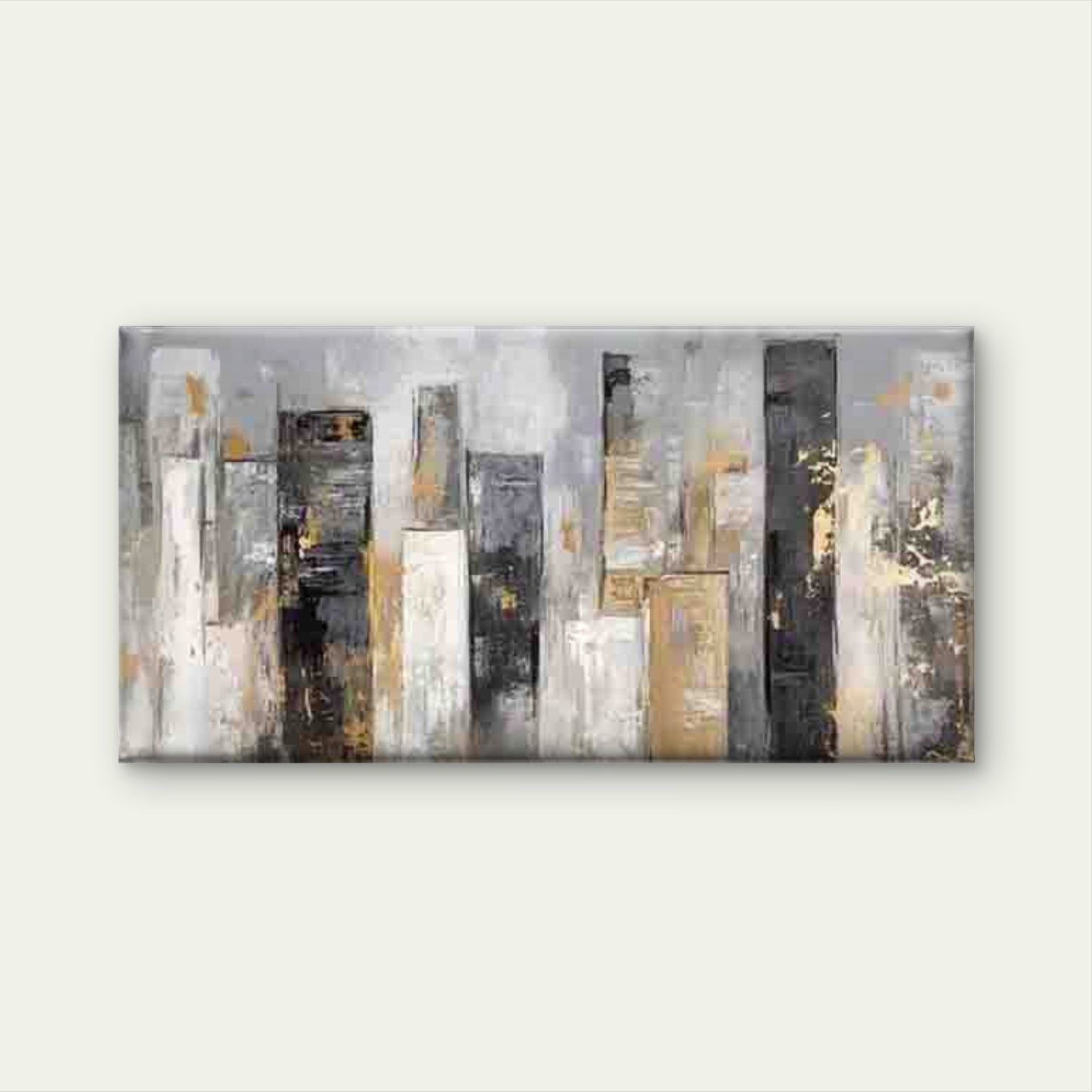 Black White Abstract Cityscape Wall Art Canvas Office Home Room Framed 120x60cm - Bella Home Decor