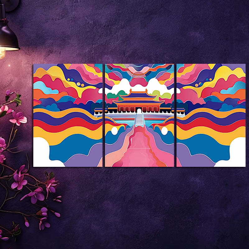 3pcs Chinese Style Illustration Wall Art Set Canvas Framed 40x60cm - High Quality Print 100% Australian Made Wall Canvas Ready to Hang - Bella Home Decor
