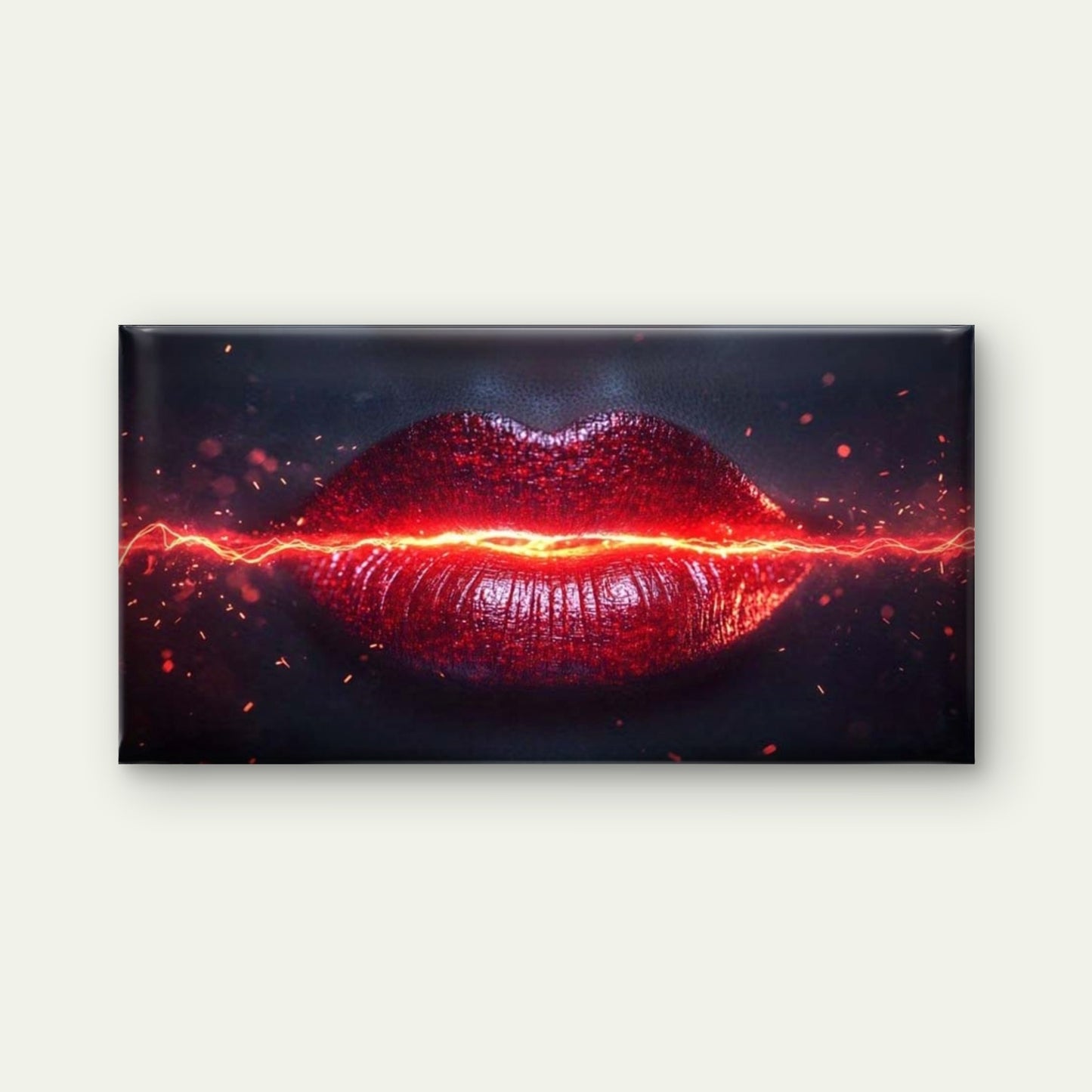 Electric Kiss Abstract Lips Wall Art Canvas Office Home Room Framed 120x60cm - Bella Home Decor