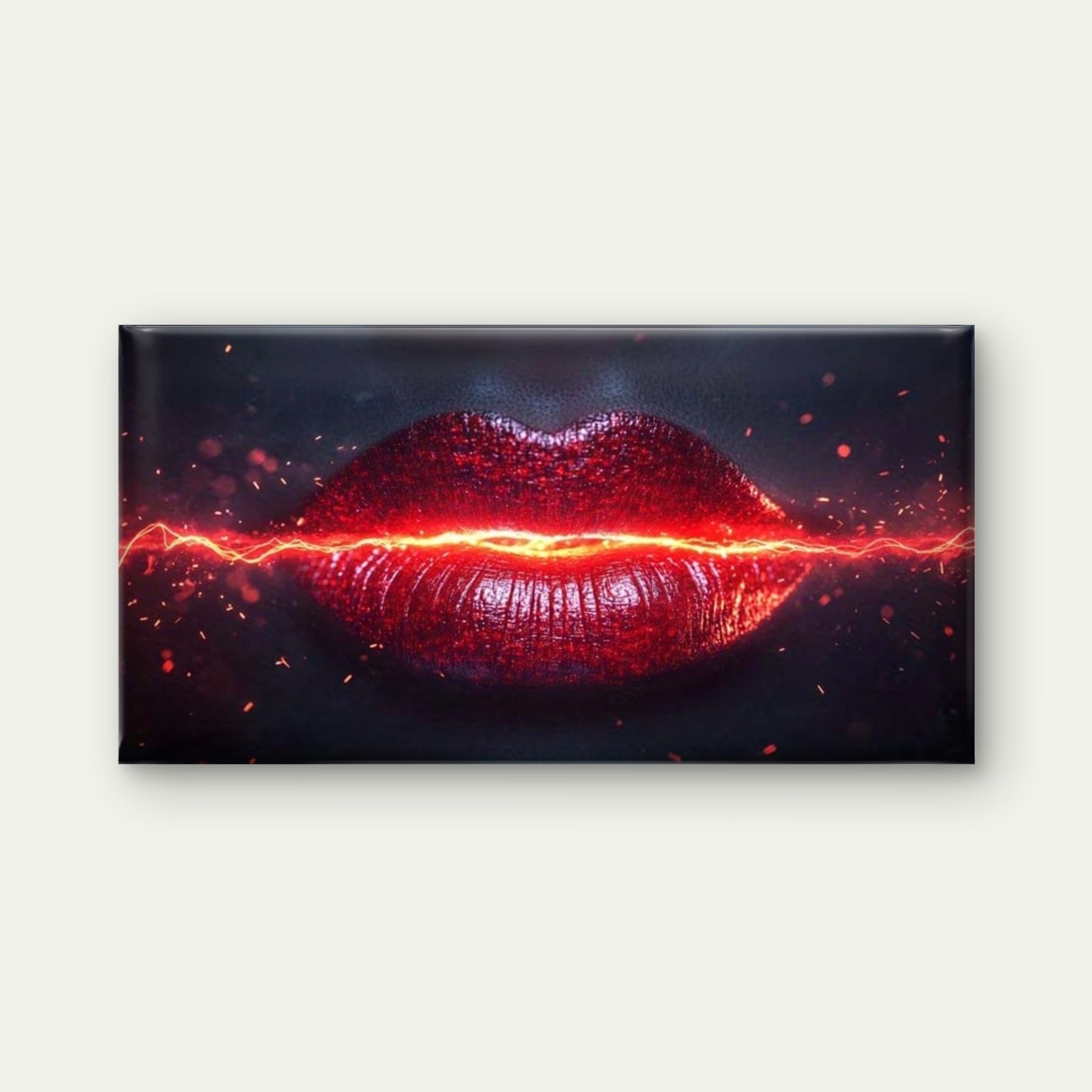 Electric Kiss Abstract Lips Wall Art Canvas Office Home Room Framed 120x60cm - Bella Home Decor