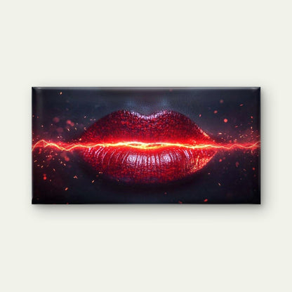 Electric Kiss Abstract Lips Wall Art Canvas Office Home Room Framed 120x60cm - Bella Home Decor