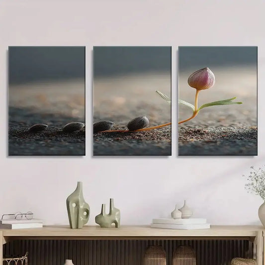 3pcs A Photograph Depicting The Seed Metal Print Ready to Hang Art