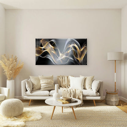 Abstract Golden & Black Wall Art Canvas Office Home Room Framed 120x60cm - Bella Home Decor