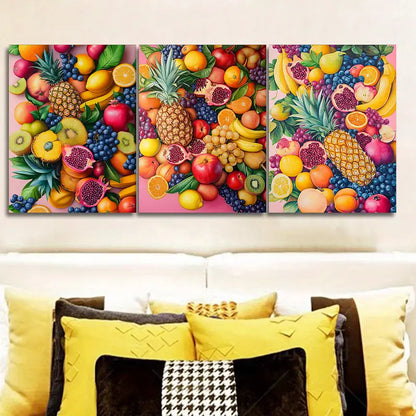 3pcs Various Fruits Metal Print Ready to Hang Art