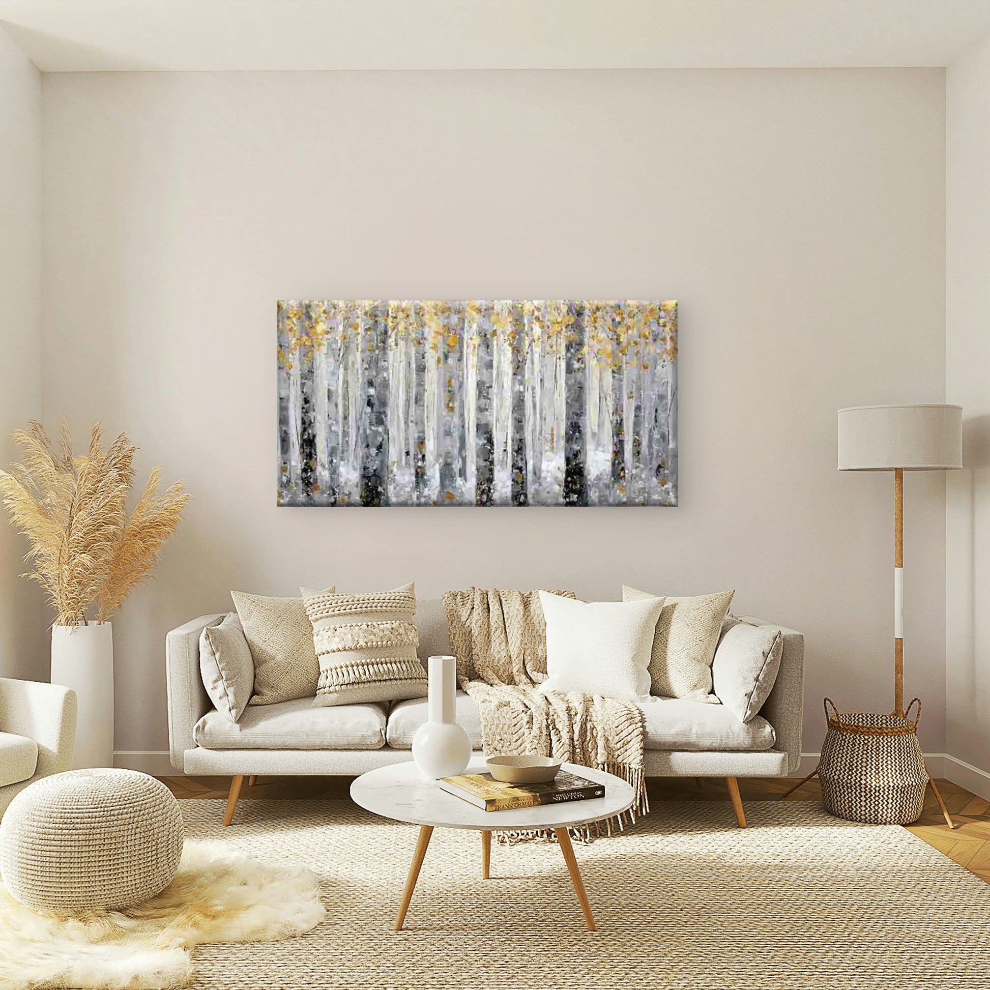 Abstract Winter Forest Wall Art Canvas Office Home Room Framed 120x60cm - Bella Home Decor