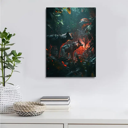 Cyberpunk Wolf Pack in Jungle Painting 40x60cm Metal Print Ready to Hang - Bella Home Decor